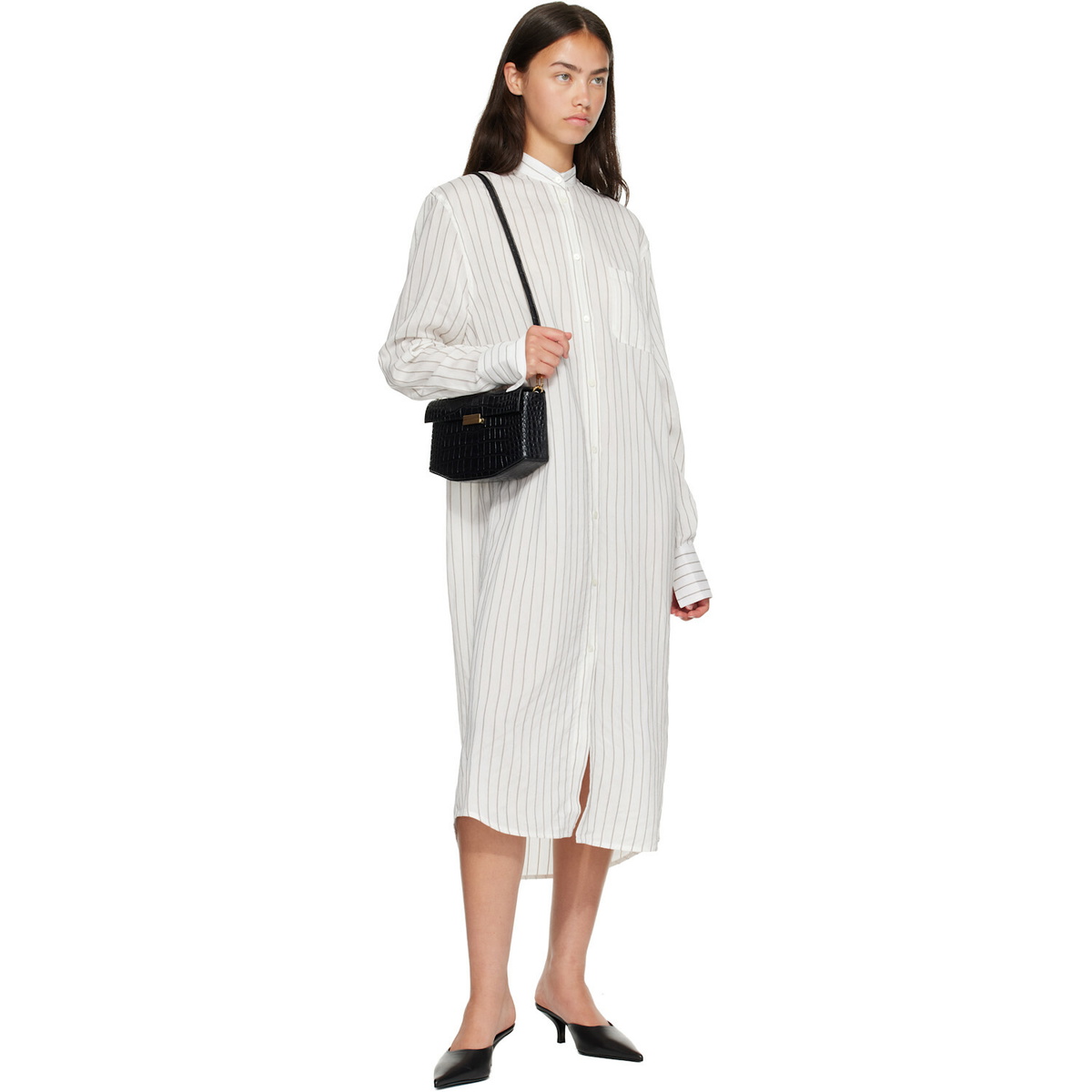 TOTEME Black Clip Croco-Embossed Bag