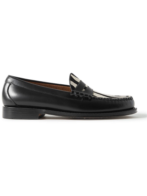 Photo: G.H. Bass & Co. - Weejuns Heritage Larson Zebra-Print Calf Hair-Trimmed Leather Penny Loafers - Black