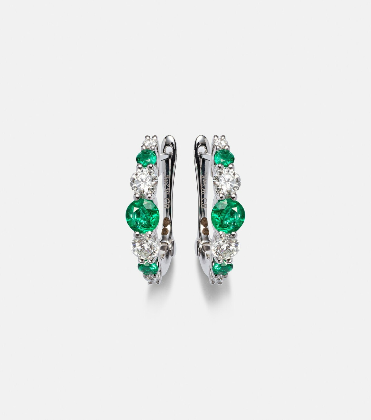 Bucherer Fine Jewellery Classics 18kt white gold hoop earrings with emeralds and diamonds
