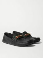 GUCCI - Ayrton Webbing-Trimmed Horsebit Leather Driving Shoes - Black