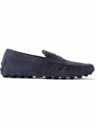 Tod's - City Shearling-Lined Nubuck Driving Shoes - Blue