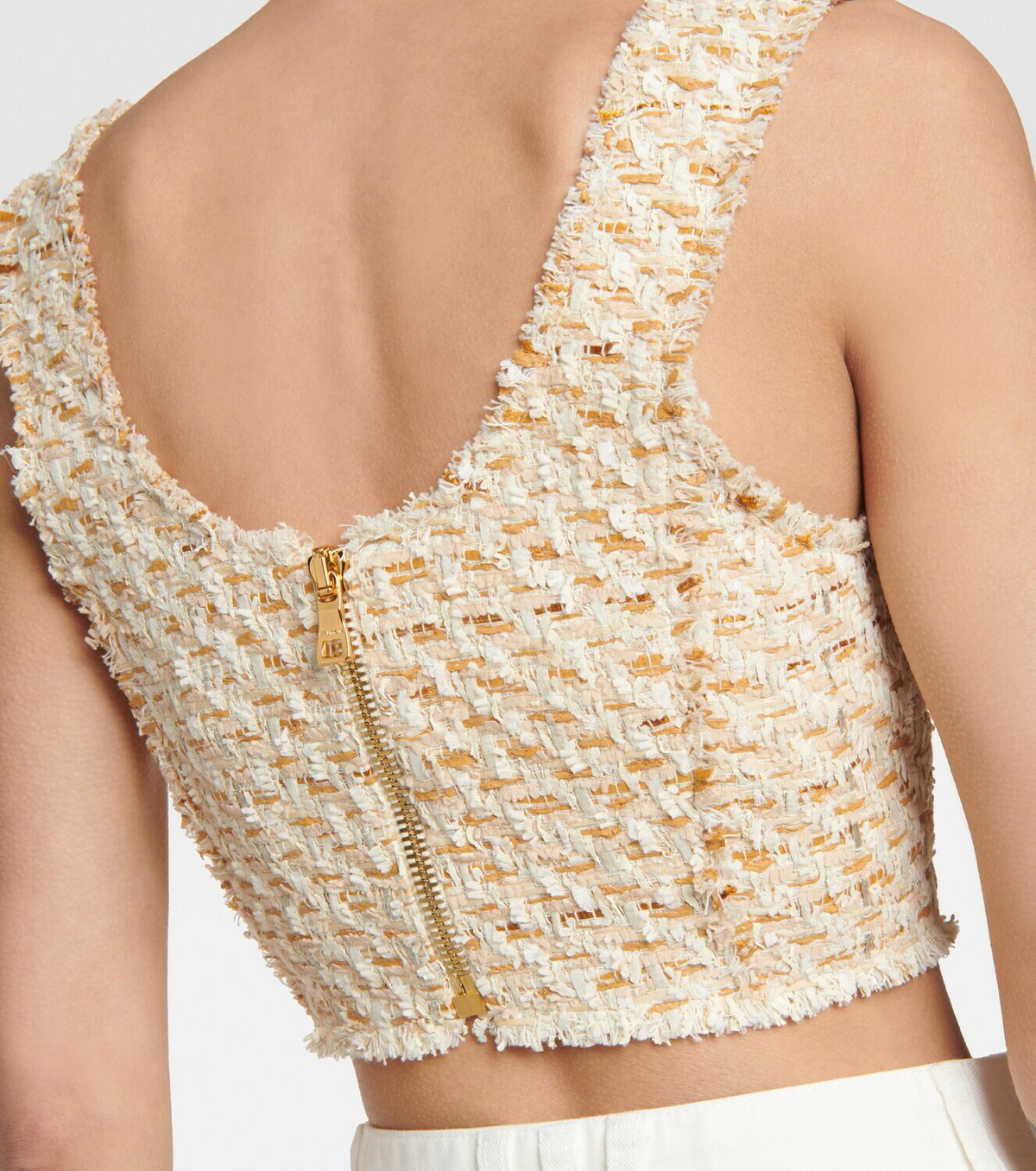Balmain Cotton-blend tweed crop top Balmain