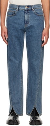System Blue Front Slit Jeans