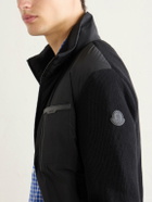 Moncler - Leather-Trimmed Shell and Wool-Blend Full-Zip Cardigan - Black