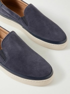 Mulo - Leather-Trimmed Suede Slip-On Sneakers - Blue