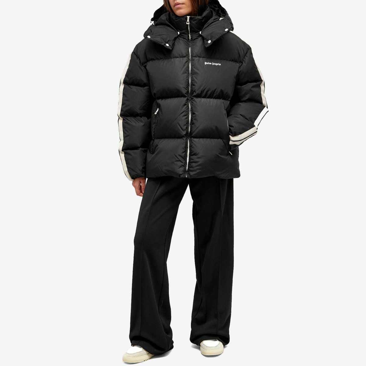 Palm Angels Women's Hooded Track Down Jacket in Black