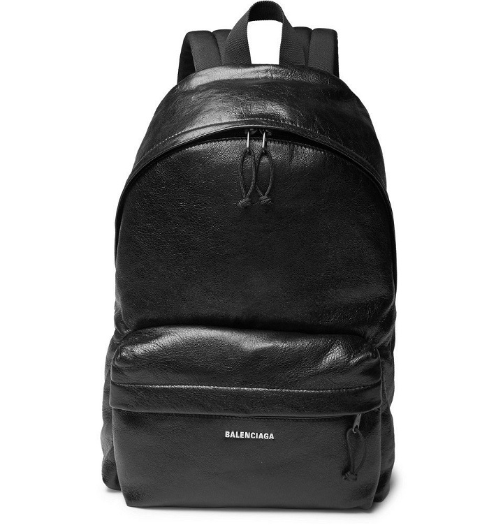 Photo: Balenciaga - Explorer Arena Logo-Print Creased-Leather Backpack - Men - Black