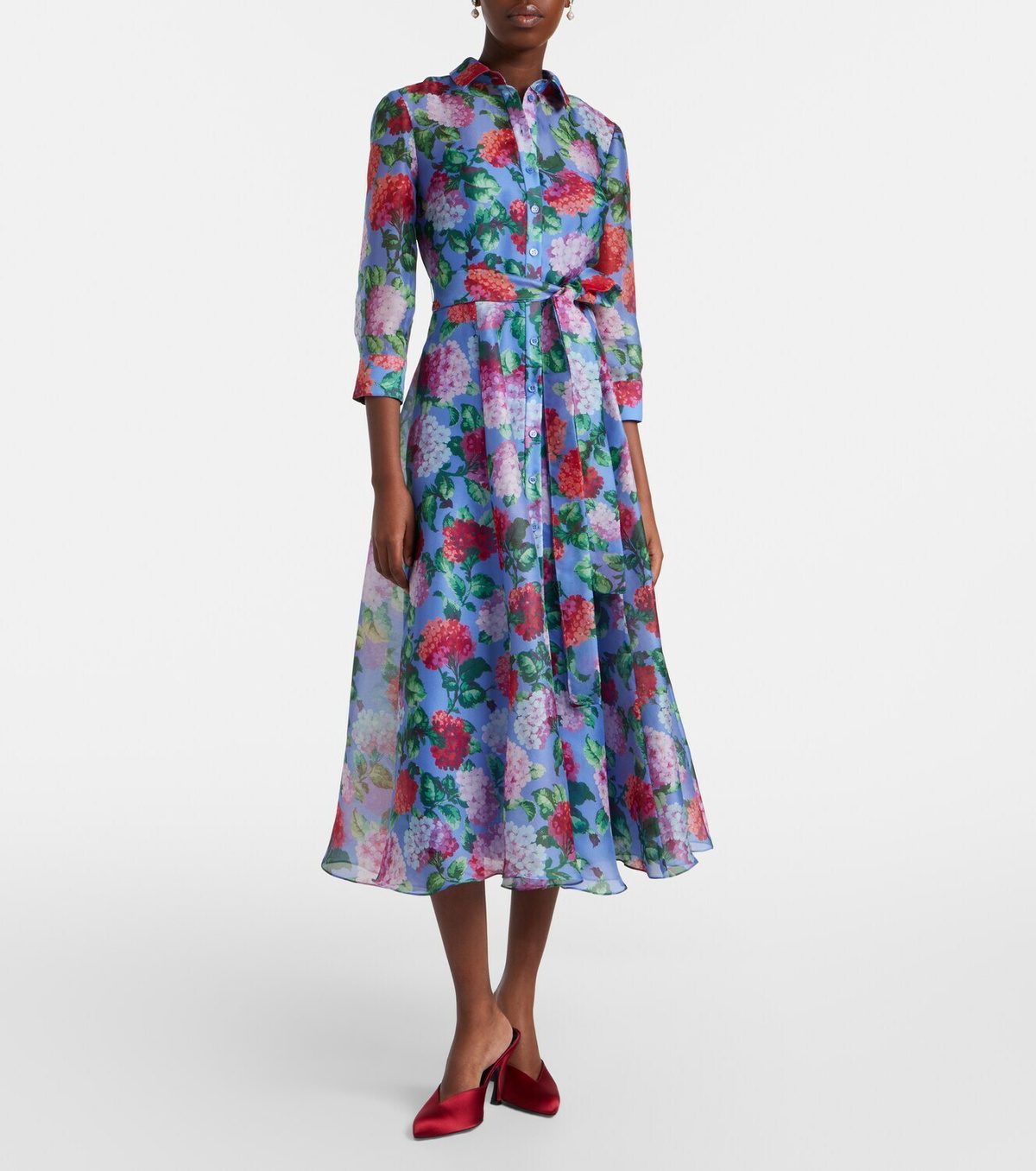 Carolina Herrera Floral silk organza shirt dress