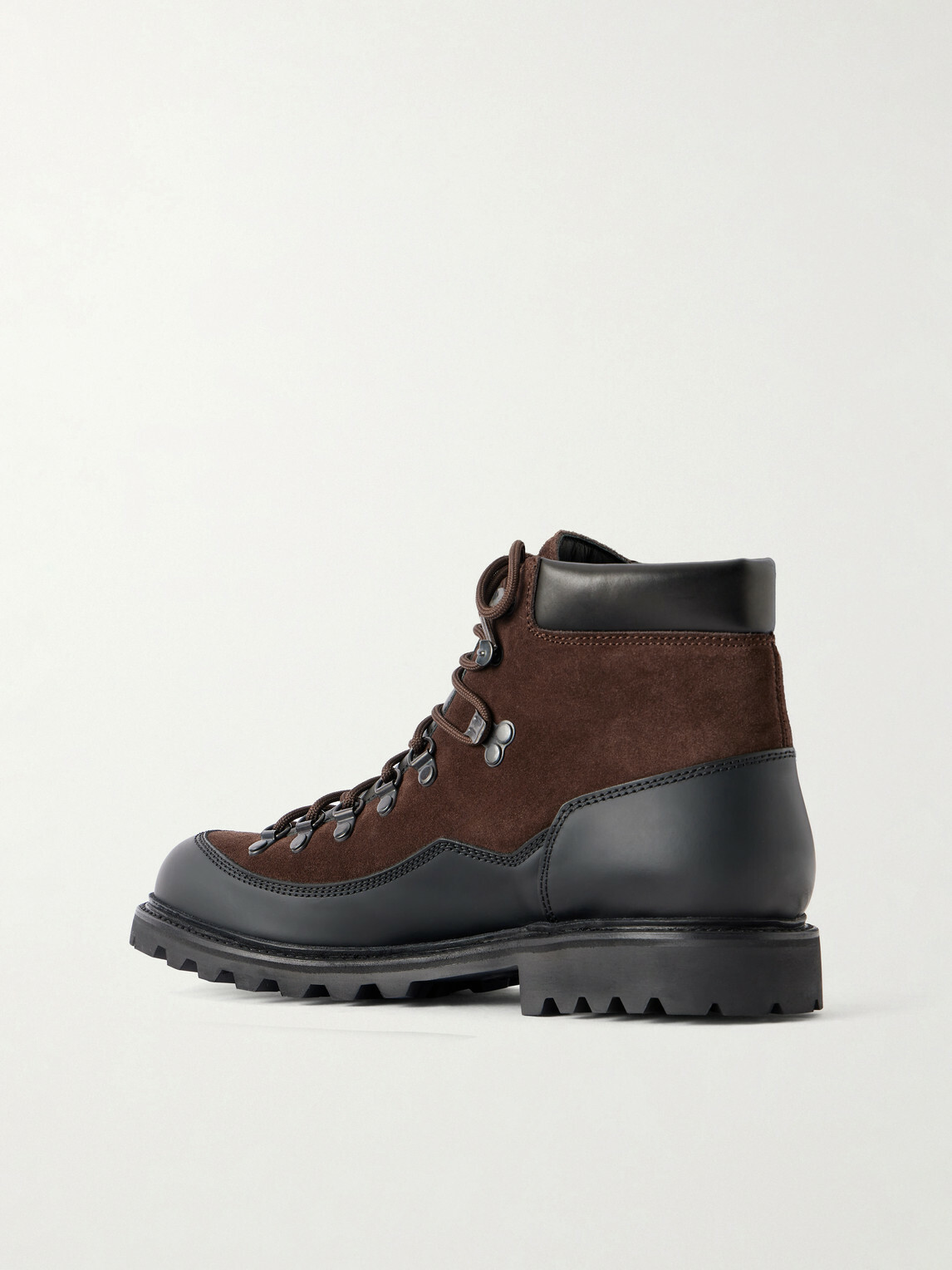 MORJAS - Leather-Trimmed Suede Hiking Boots - Brown