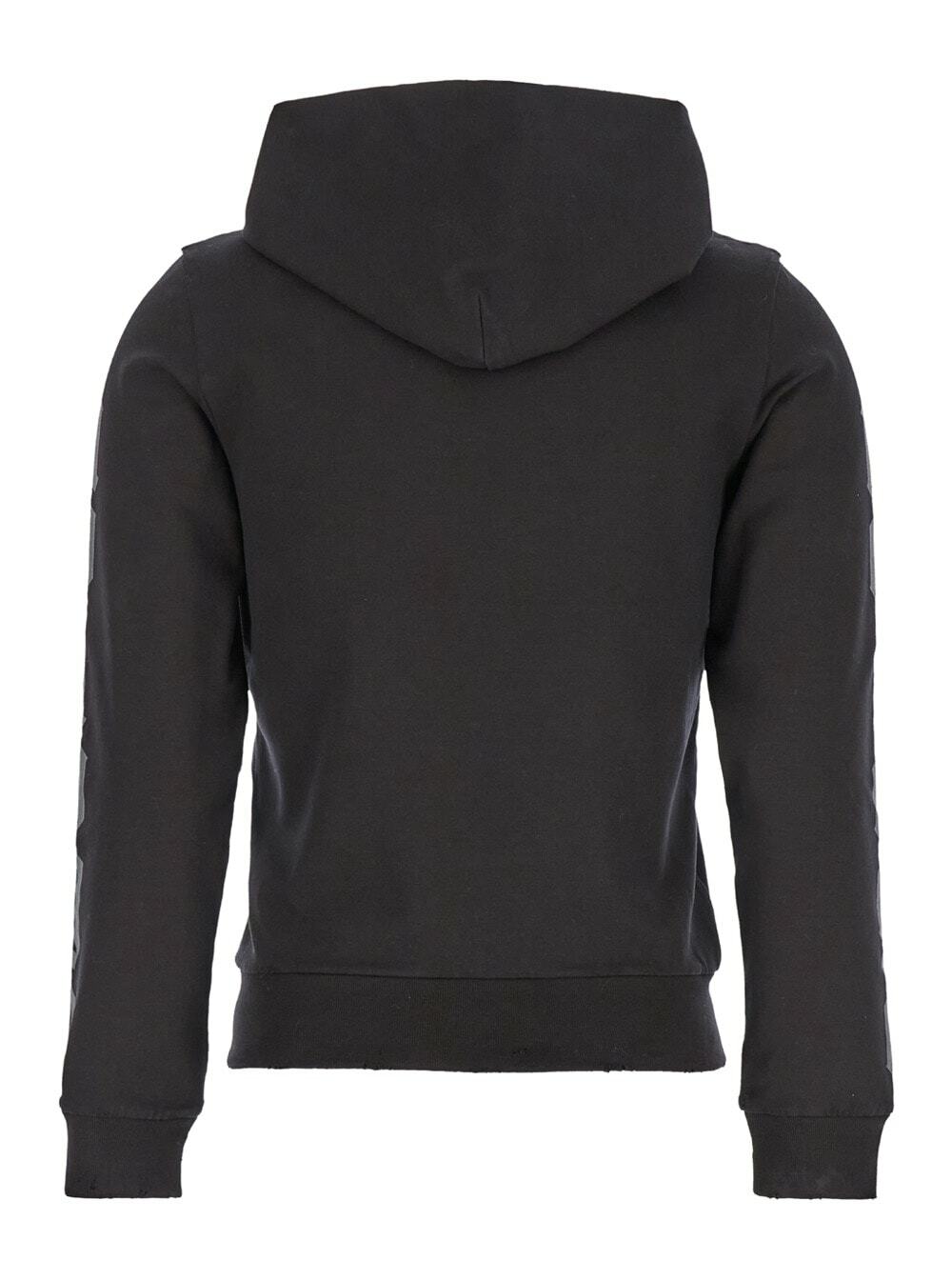 Balenciaga Black Zip-up Hoodie With No Logo Gothic Print In Jersey
