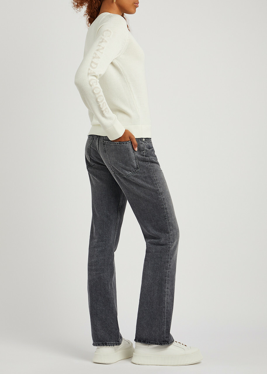 Canada Goose Saturna Logo-intarsia Wool Jumper, Cream, Jumper, Wool