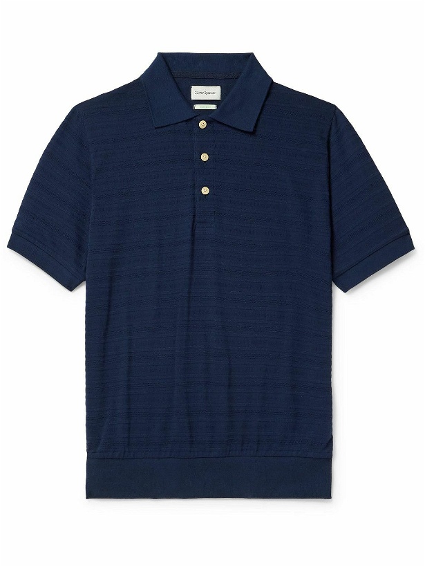 Photo: Oliver Spencer - Glendale Ribbed-Knit Polo Shirt - Blue