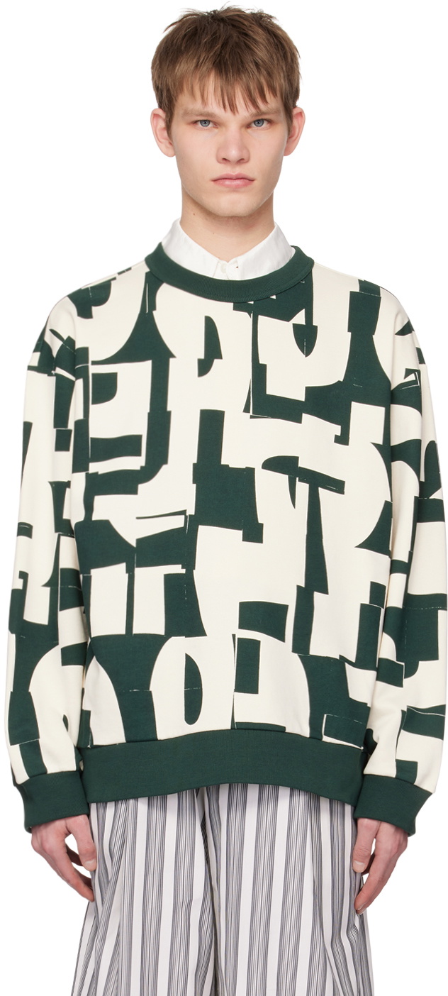 Dries Van Noten Green & OffWhite Oversized Sweatshirt Dries Van Noten