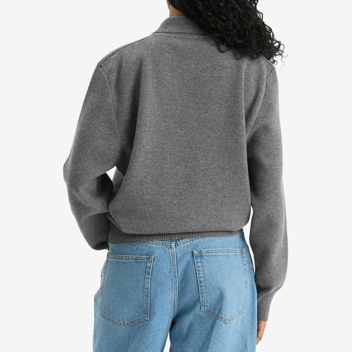 Róhe Women's Sculptural Polo in Mid Grey Melange