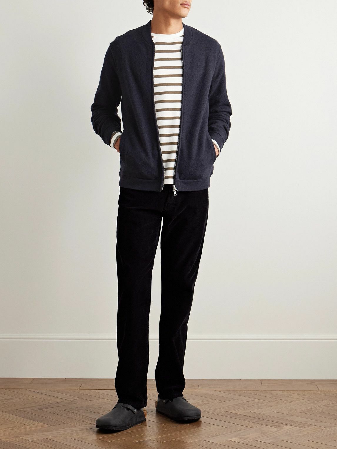 NN07 - 6398 Boiled Merino Wool Bomber Jacket - Blue