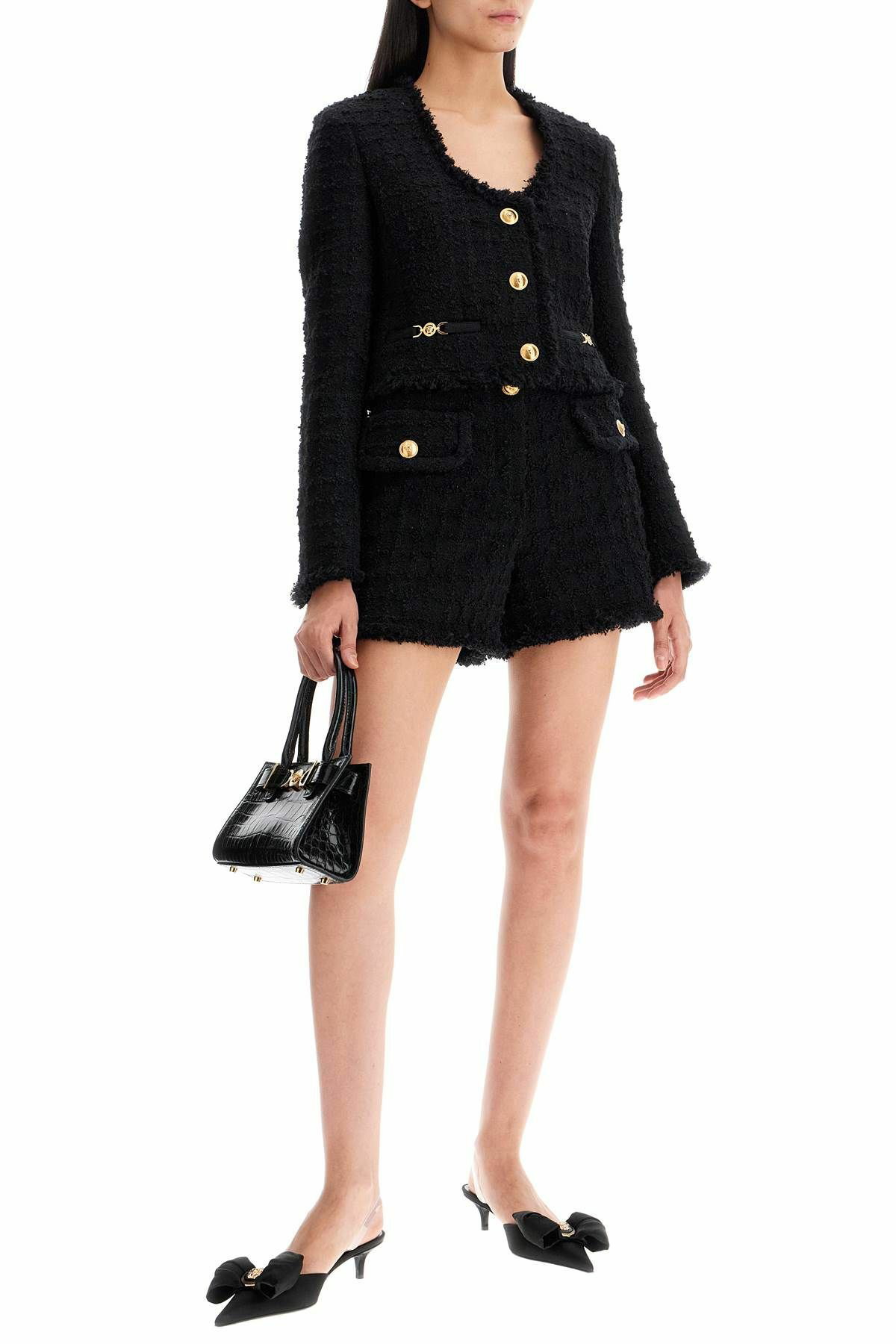 ショーツ VERSACE BOUCLE TWEED SHORTS Versace Tweed shorts with lurex thread | Women's Clothing