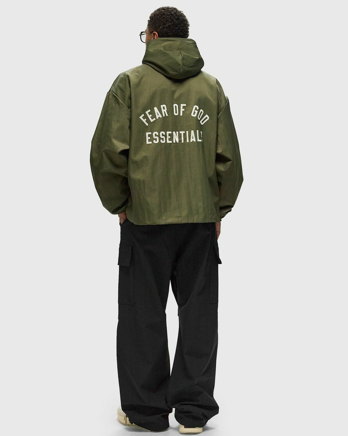 【FEAR OF GOD】essential Textured Nylon Hooded CoachesJacket Textured Nylon Hooded Coaches Jacket - Military – Feature