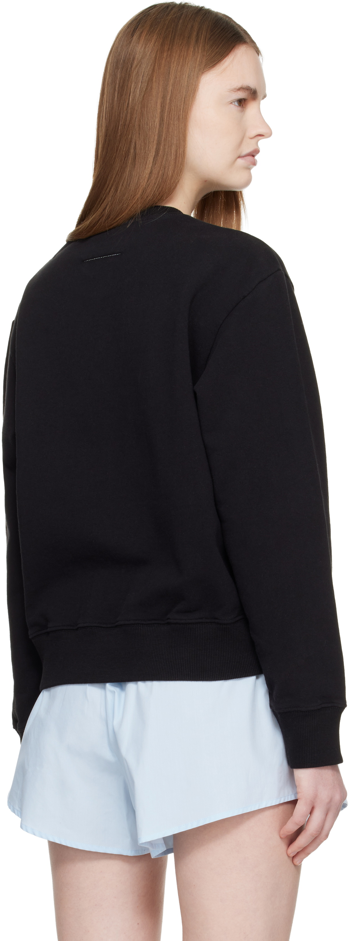 MM6 Maison Margiela Black Unbrushed Cotton Sweatshirt