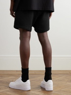 FEAR OF GOD ESSENTIALS - Wide-Leg Logo-Appliquéd Cotton-Blend Jersey Drawstring Shorts - Black