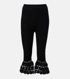 Ganni Crochet-trimmed ribbed cotton-blend capri pants