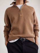 TOM FORD - Wool and Cashmere-Blend Half-Zip Sweater - Brown