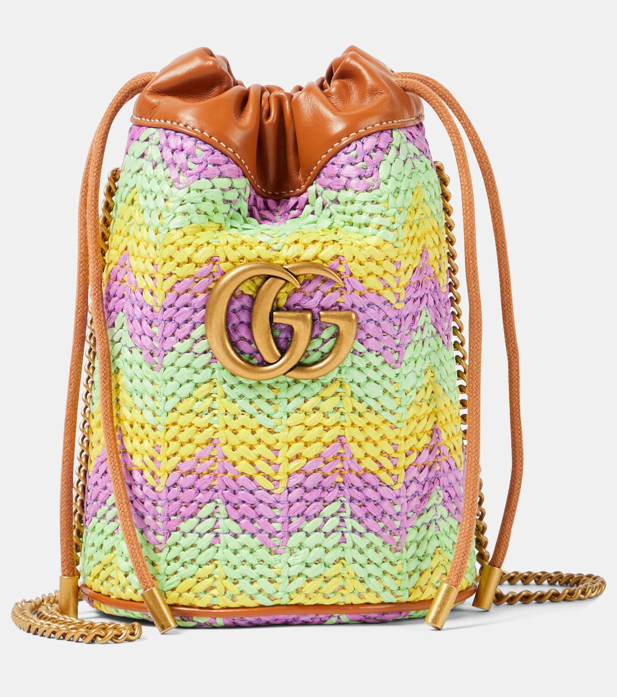 Gucci GG Marmont Super Mini raffia bucket bag Gucci