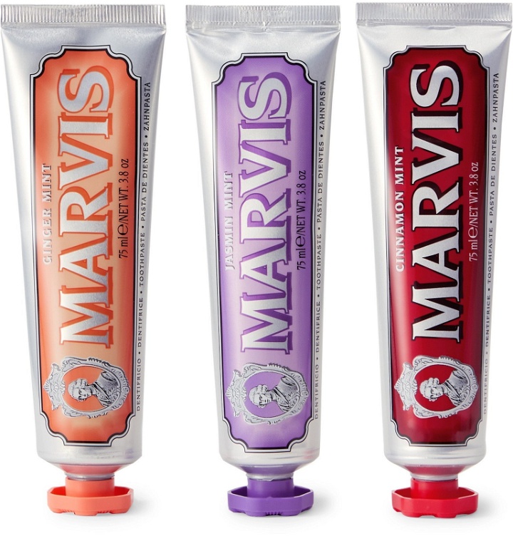 Photo: Marvis - Cinnamon Mint, Jasmin Mint and Ginger Mint Toothpaste, 3 x 75ml - Colorless