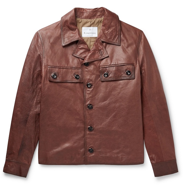 Photo: Kingsman - Burnished-Leather Jacket - Brown