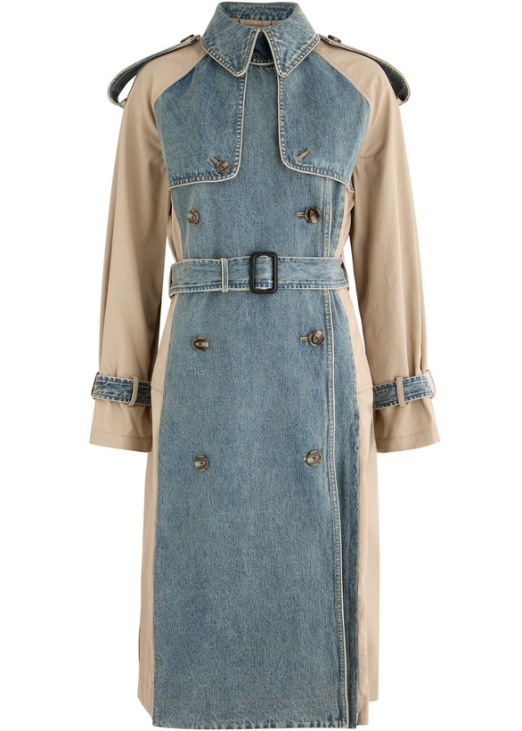 Photo: 3.1 Phillip Lim Panelled Denim and Cotton Trench Coat Indigo
