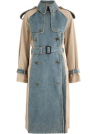 3.1 Phillip Lim Panelled Denim and Cotton Trench Coat Indigo
