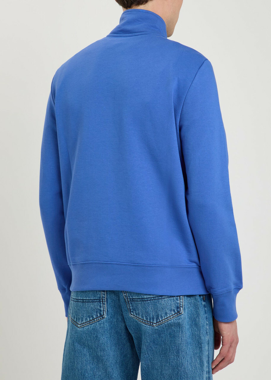 PS Paul Smith Appliquéd Half-zip Cotton Sweatshirt Blue