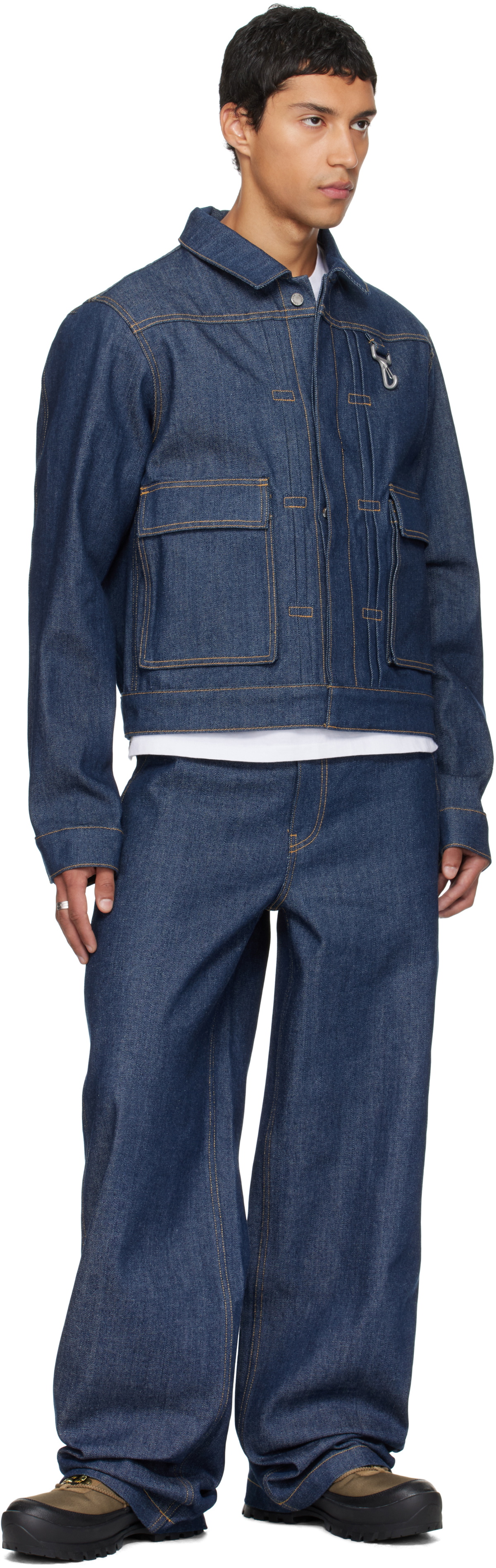Reese Cooper Navy Concealed Button Straight Leg Jeans