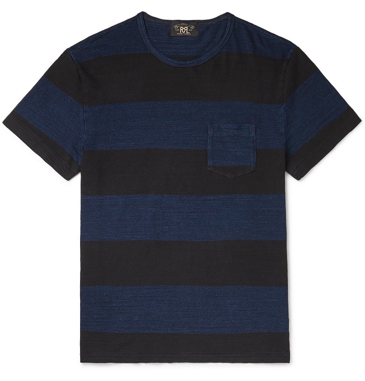 Photo: RRL - Striped Mélange Cotton-Jersey T-Shirt - Blue