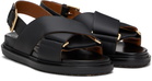 Marni Black Leather Fussbett Sandals