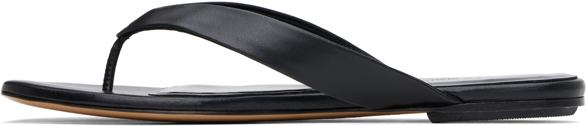 Le Monde Beryl Black Leather Thong Sandals
