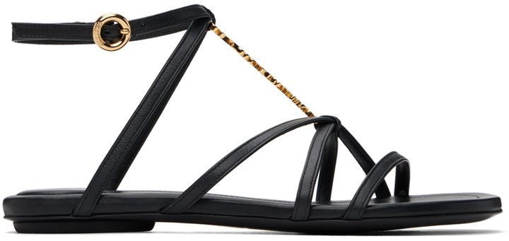 Photo: JACQUEMUS Black Les Classiques 'Les sandales Pralu plates' Sandals