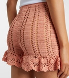 Anna Kosturova Crochet ruffled cotton shorts