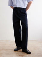 A.P.C. - Ricky Straight-Leg Pleated Organic Cotton Trousers - Blue