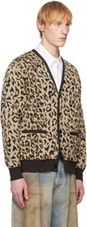 WACKO MARIA Beige Leopard Jacquard Knit Cardigan