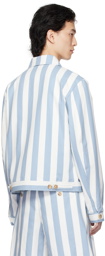 King & Tuckfield Blue & White Collared Bomber Jacket
