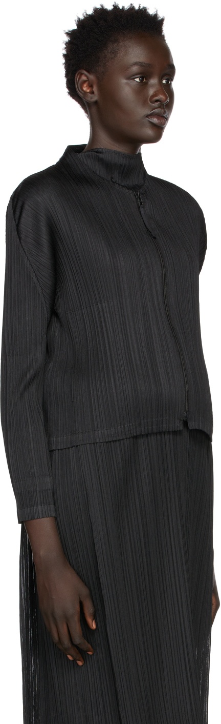 Pleats Please Issey Miyake Black Monthly Colors October Cardigan