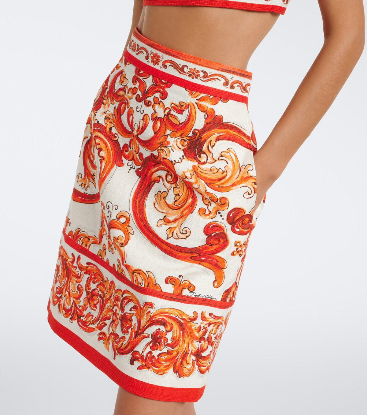 Dolce&Gabbana Printed cotton and linen-blend miniskirt