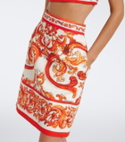 Dolce&Gabbana Printed cotton and linen-blend miniskirt