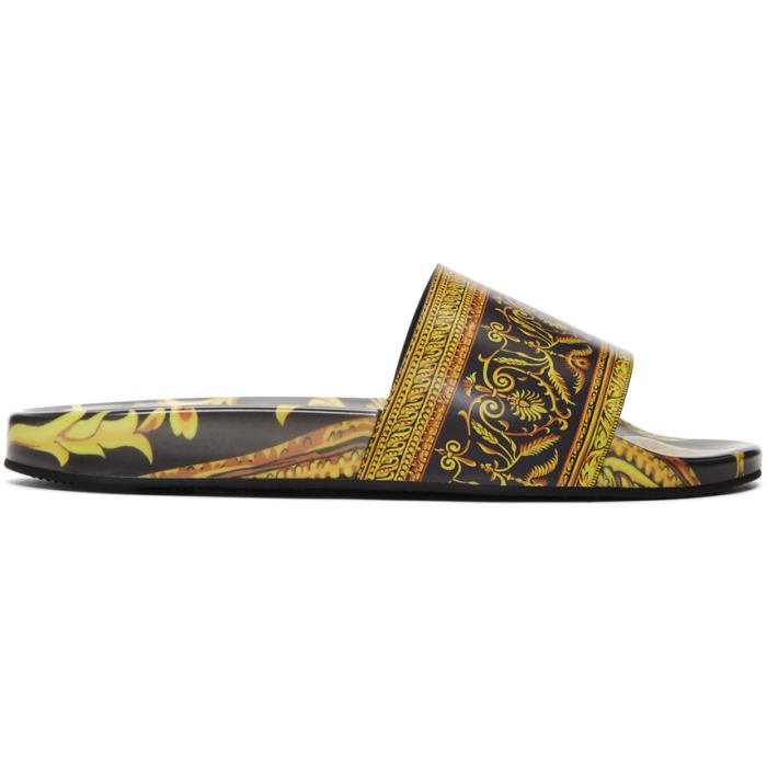 Photo: Versace Black and Gold  Baroque Slides 