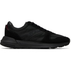 Hugo Black Faux-Suede Trim Monogram-Jacquard Sneakers