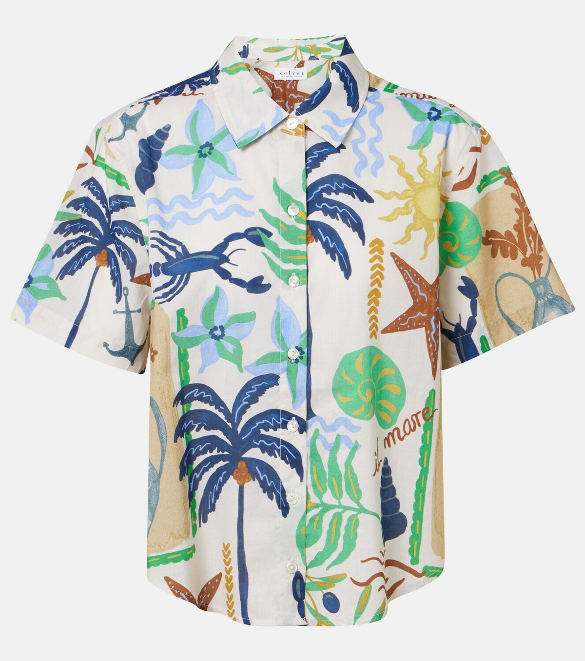 Velvet Marnie printed cotton poplin shirt