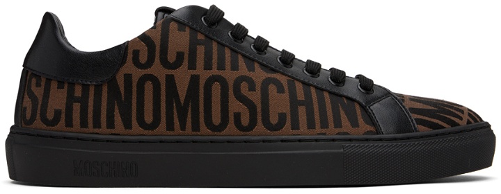 Photo: Moschino Black & Brown Allover Logo Sneakers