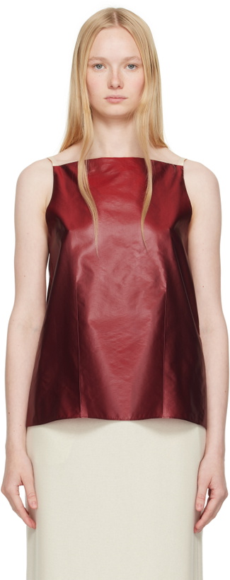 Photo: Carven Red Pressed Silk Vest Top
