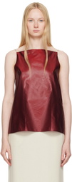 Carven Red Pressed Silk Vest Top
