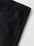 C.P. COMPANY - Mid-Length Logo-Appliquéd Garment-Dyed Swim Shorts - Black